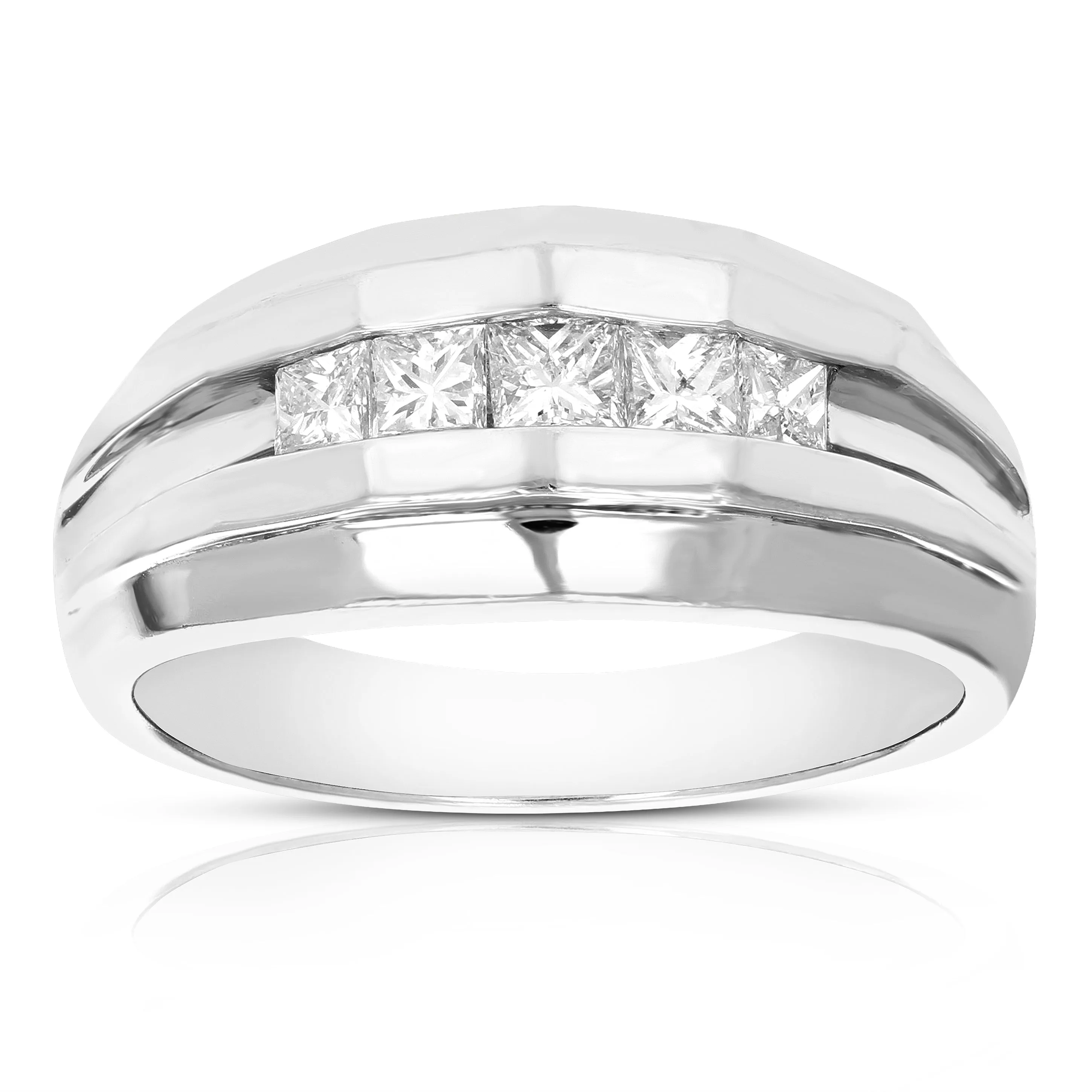 0.50 cttw SI Men's Diamond Wedding Band 14K White Gold