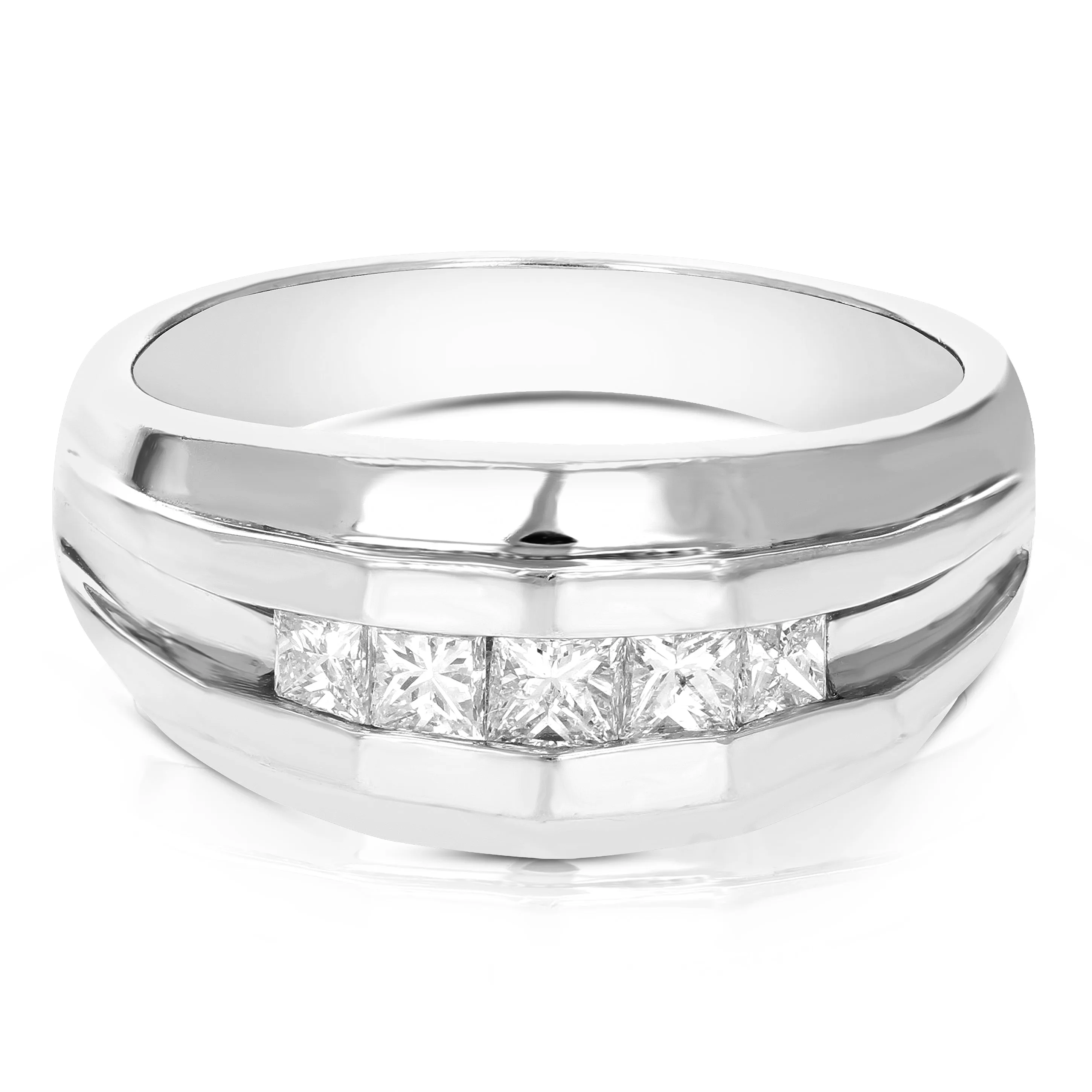 0.50 cttw SI Men's Diamond Wedding Band 14K White Gold