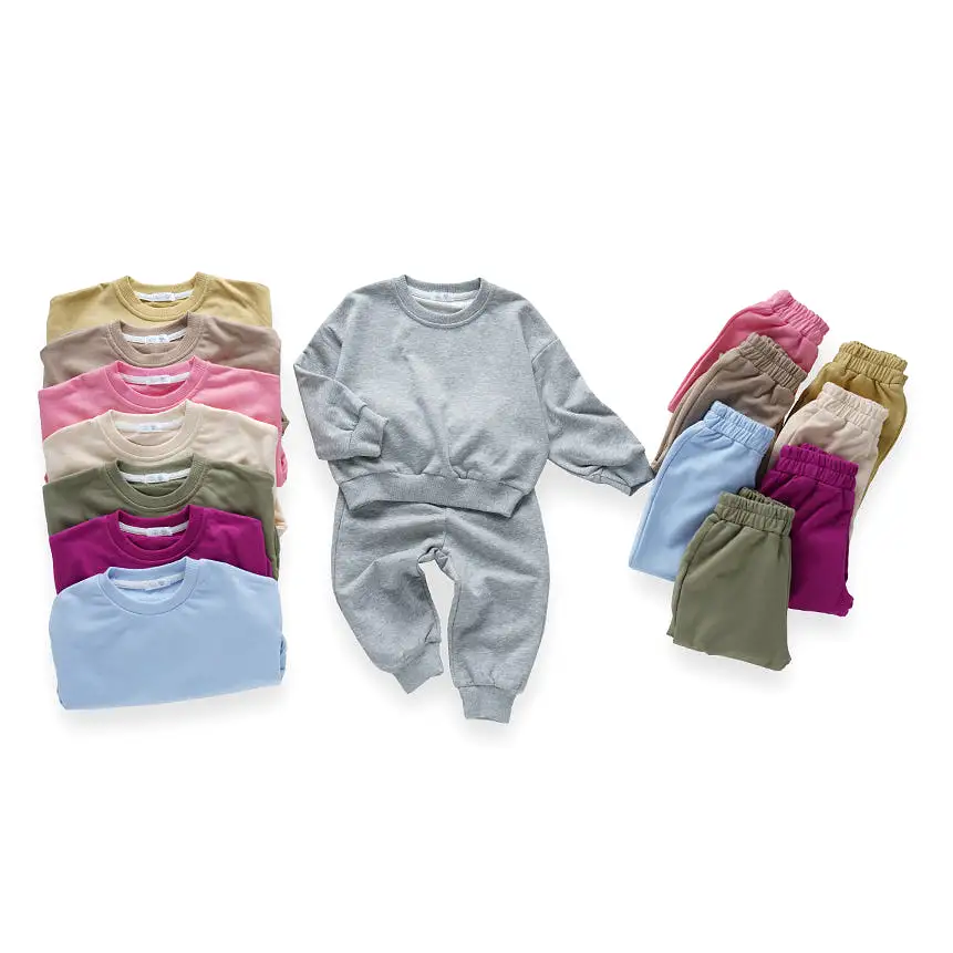 2 Pieces Set Baby Kid Girls Boys Solid Color Hoodies Sweatshirts And Pants Wholesale 23090670