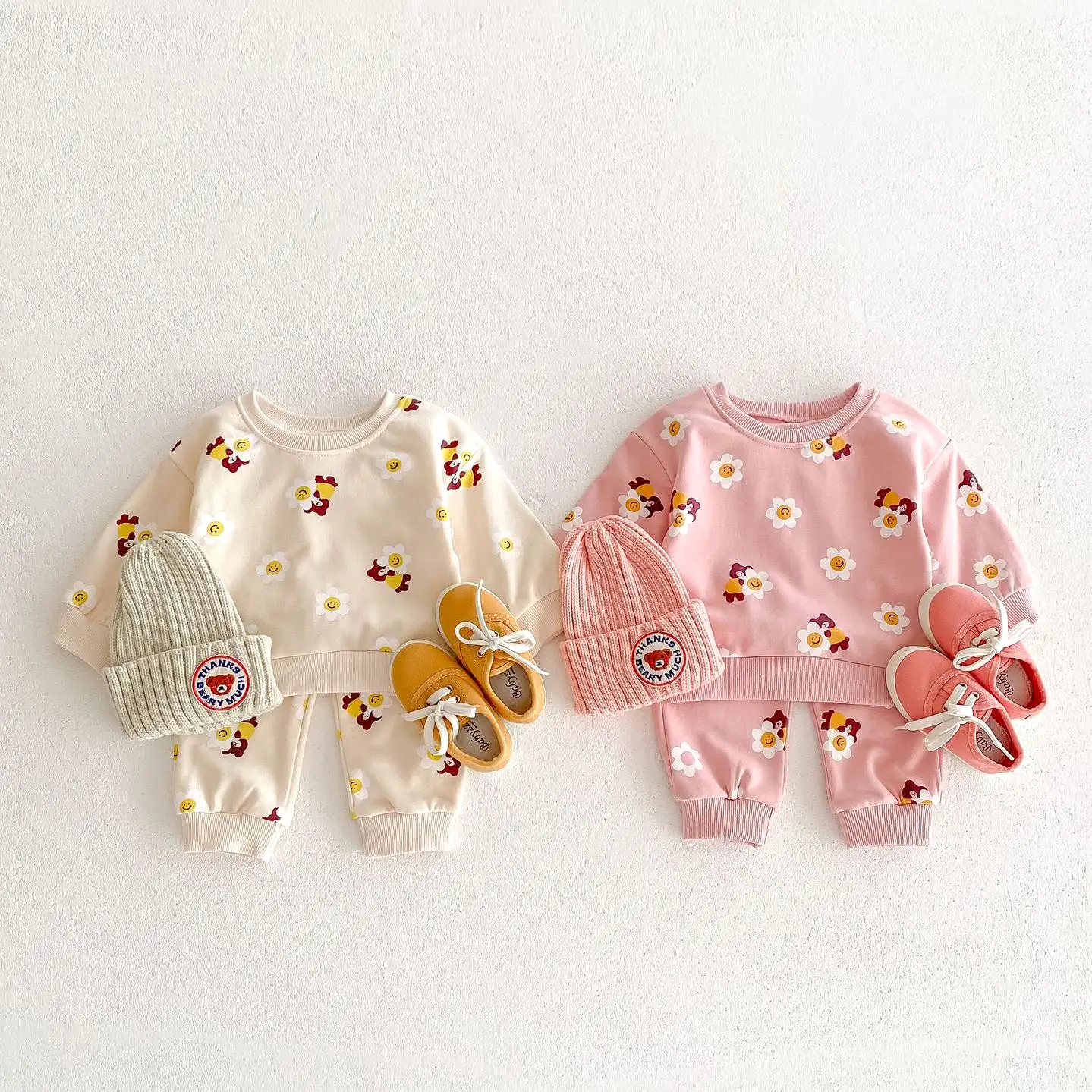 2 Pieces Set Baby Kid Girls Flower Cartoon Print Hoodies Sweatshirts And Pants Wholesale 23101964