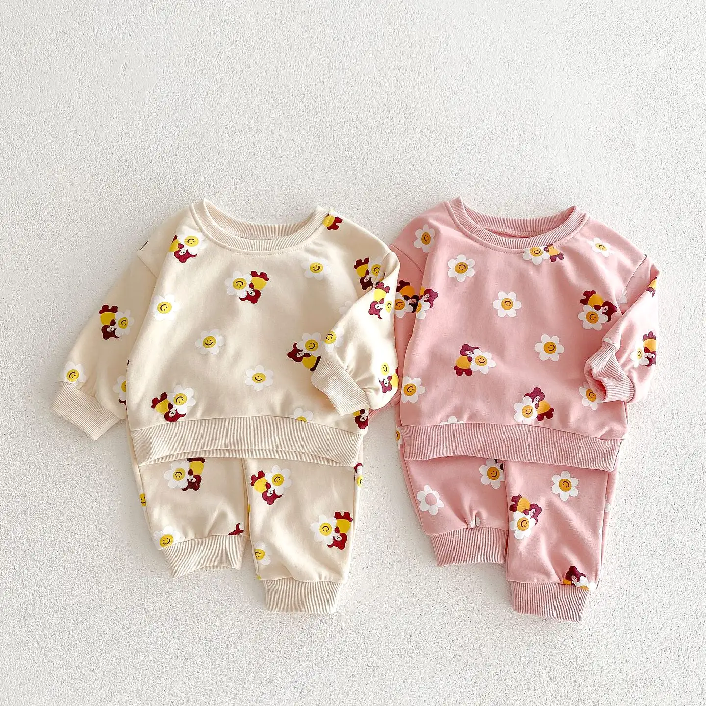 2 Pieces Set Baby Kid Girls Flower Cartoon Print Hoodies Sweatshirts And Pants Wholesale 23101964