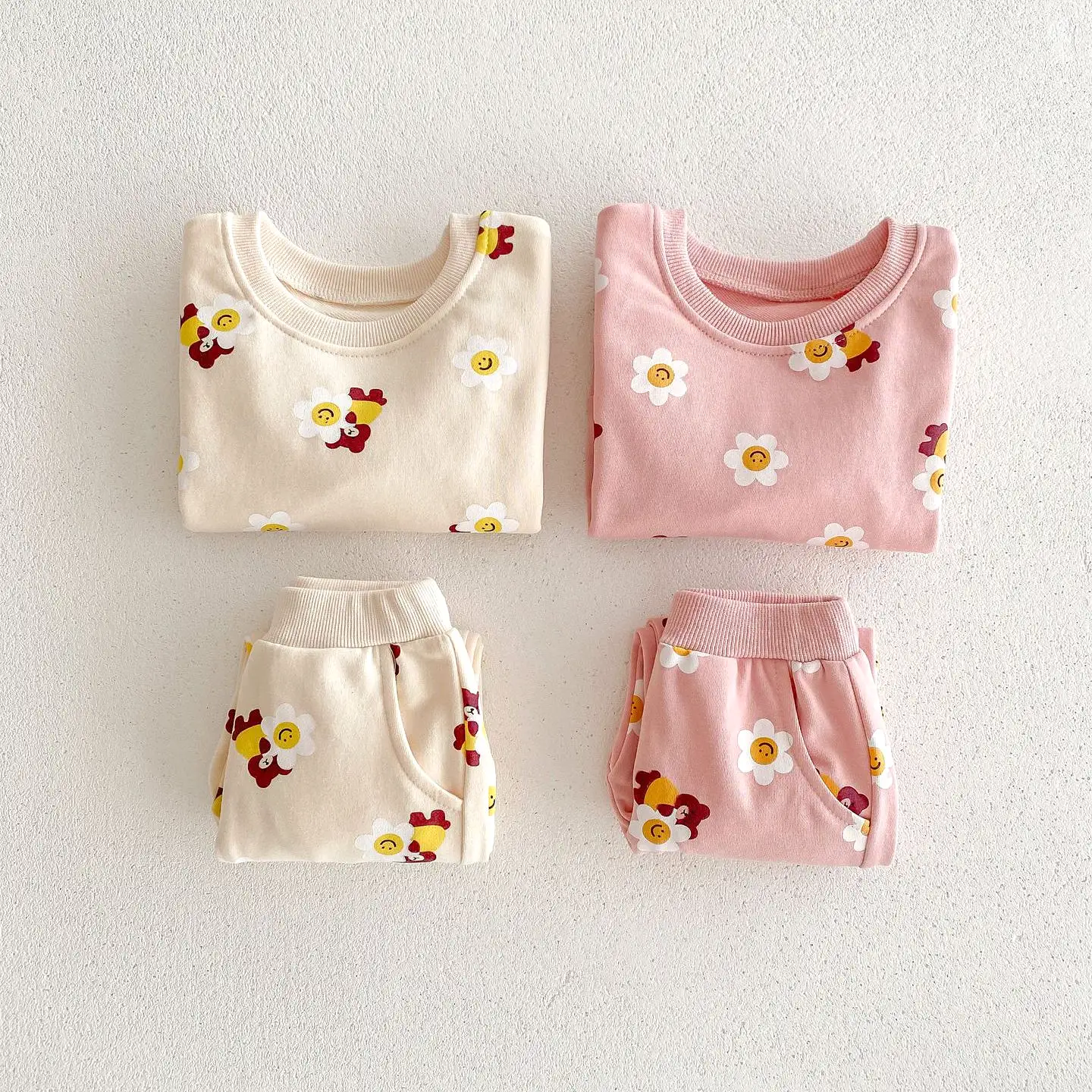 2 Pieces Set Baby Kid Girls Flower Cartoon Print Hoodies Sweatshirts And Pants Wholesale 23101964