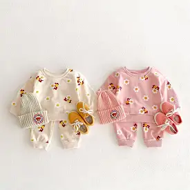 2 Pieces Set Baby Kid Girls Flower Cartoon Print Hoodies Sweatshirts And Pants Wholesale 23101964