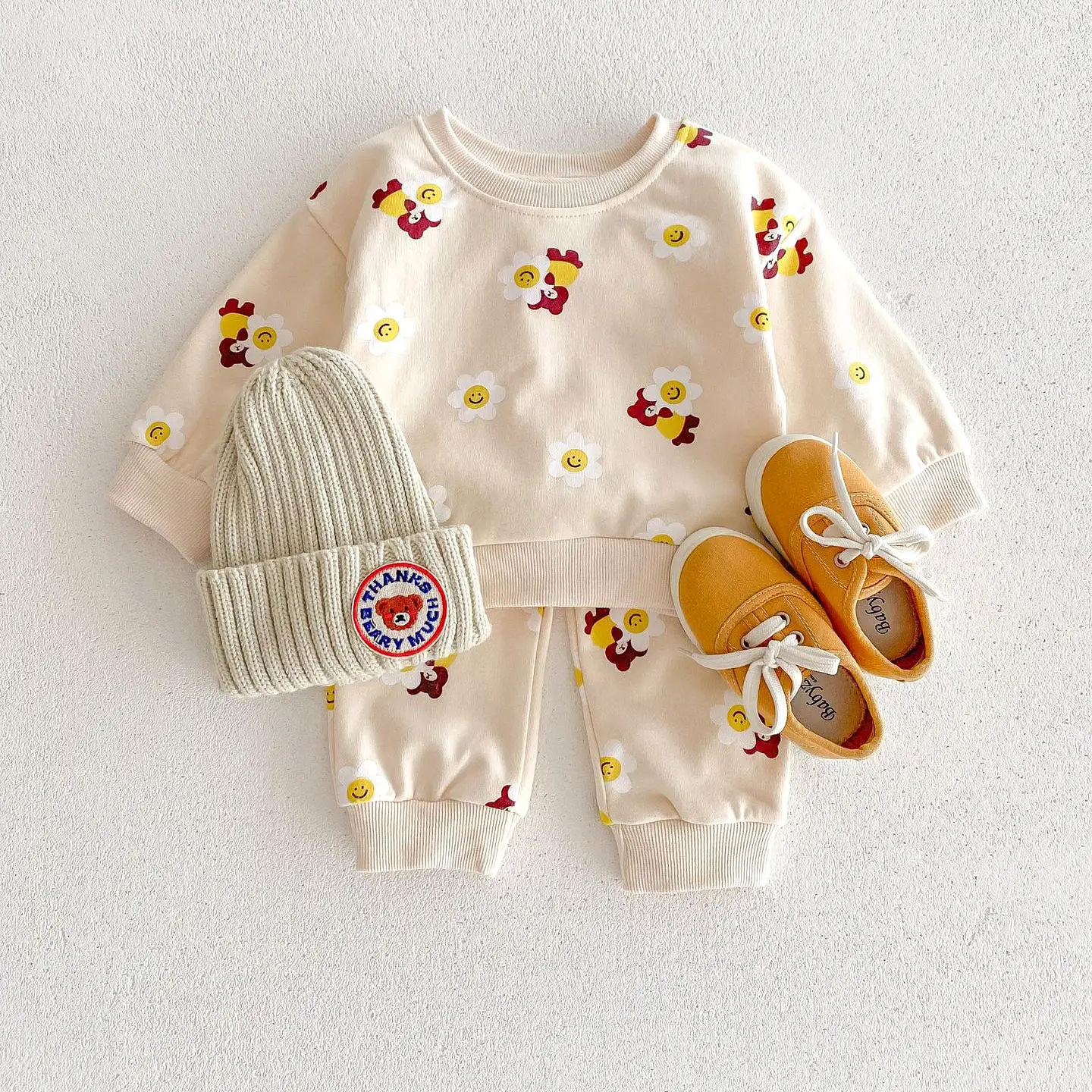 2 Pieces Set Baby Kid Girls Flower Cartoon Print Hoodies Sweatshirts And Pants Wholesale 23101964