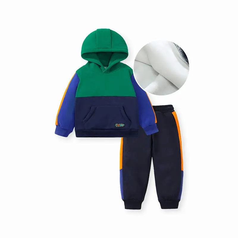 2 Pieces Set Kid Boys Color-blocking Hoodies Sweatshirts And Pants Wholesale 231130270