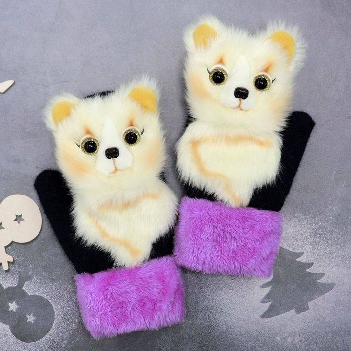 2022 new cartoon plush knitted gloves