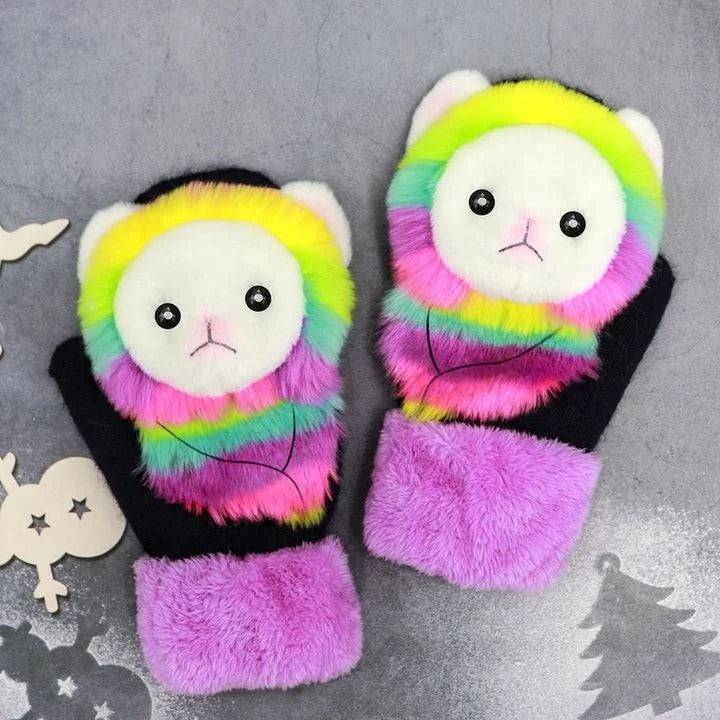 2022 new cartoon plush knitted gloves