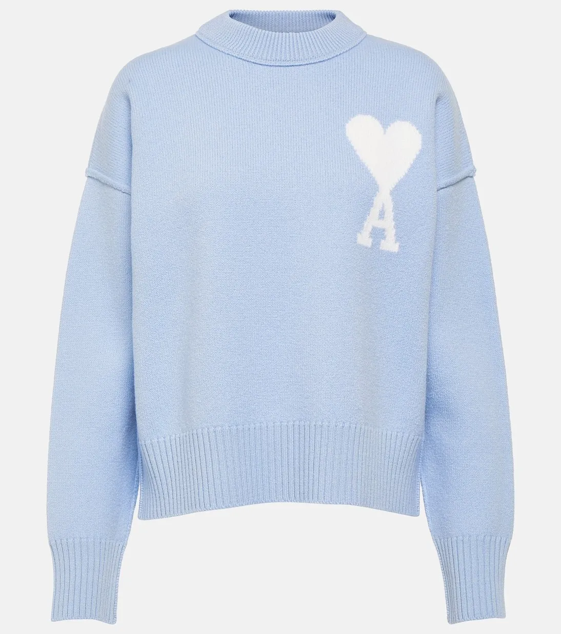 AMI PARIS  |Casual Style Wool U-Neck Long Sleeves Office Style Logo