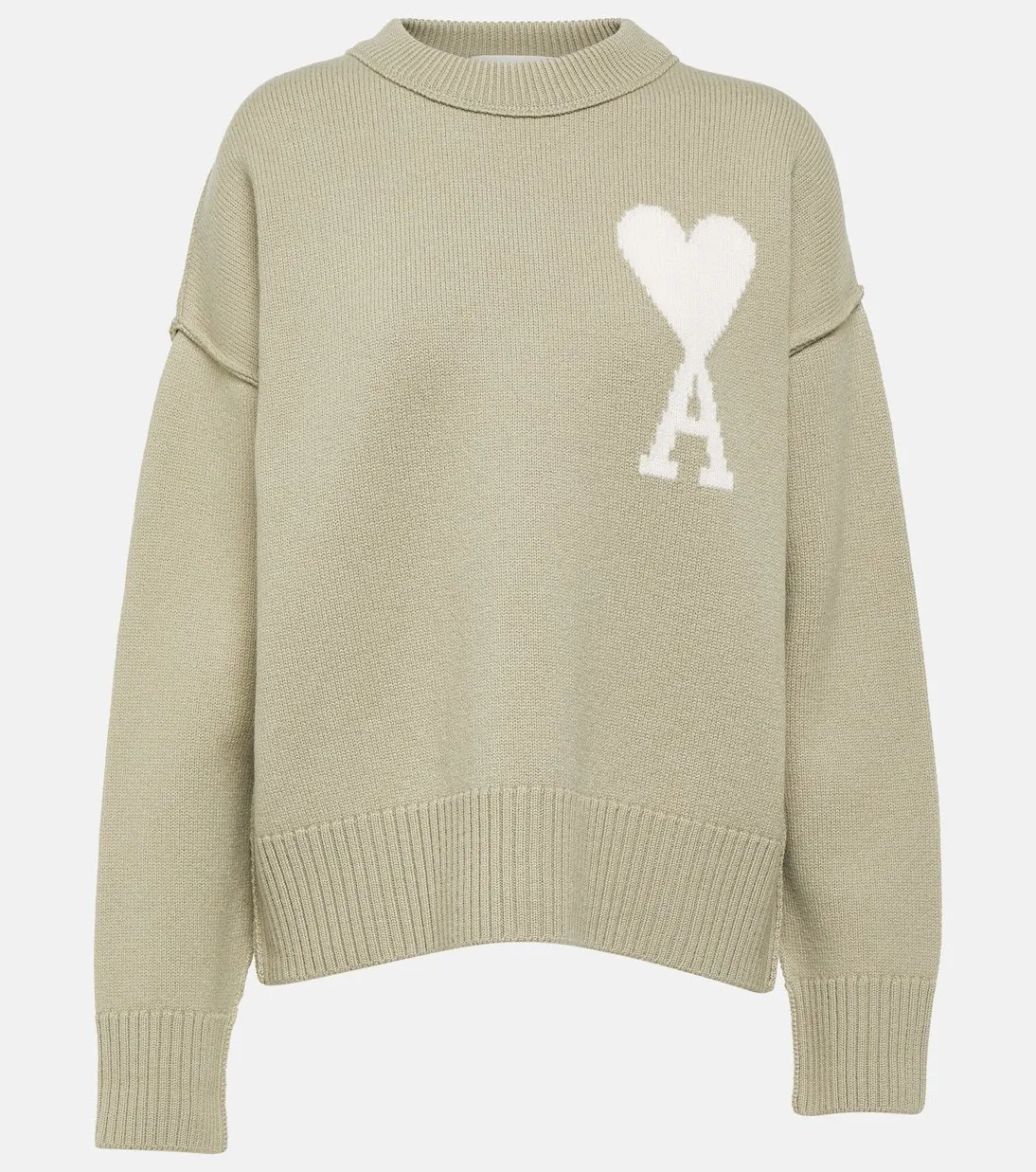 AMI PARIS  |Casual Style Wool U-Neck Long Sleeves Office Style Logo