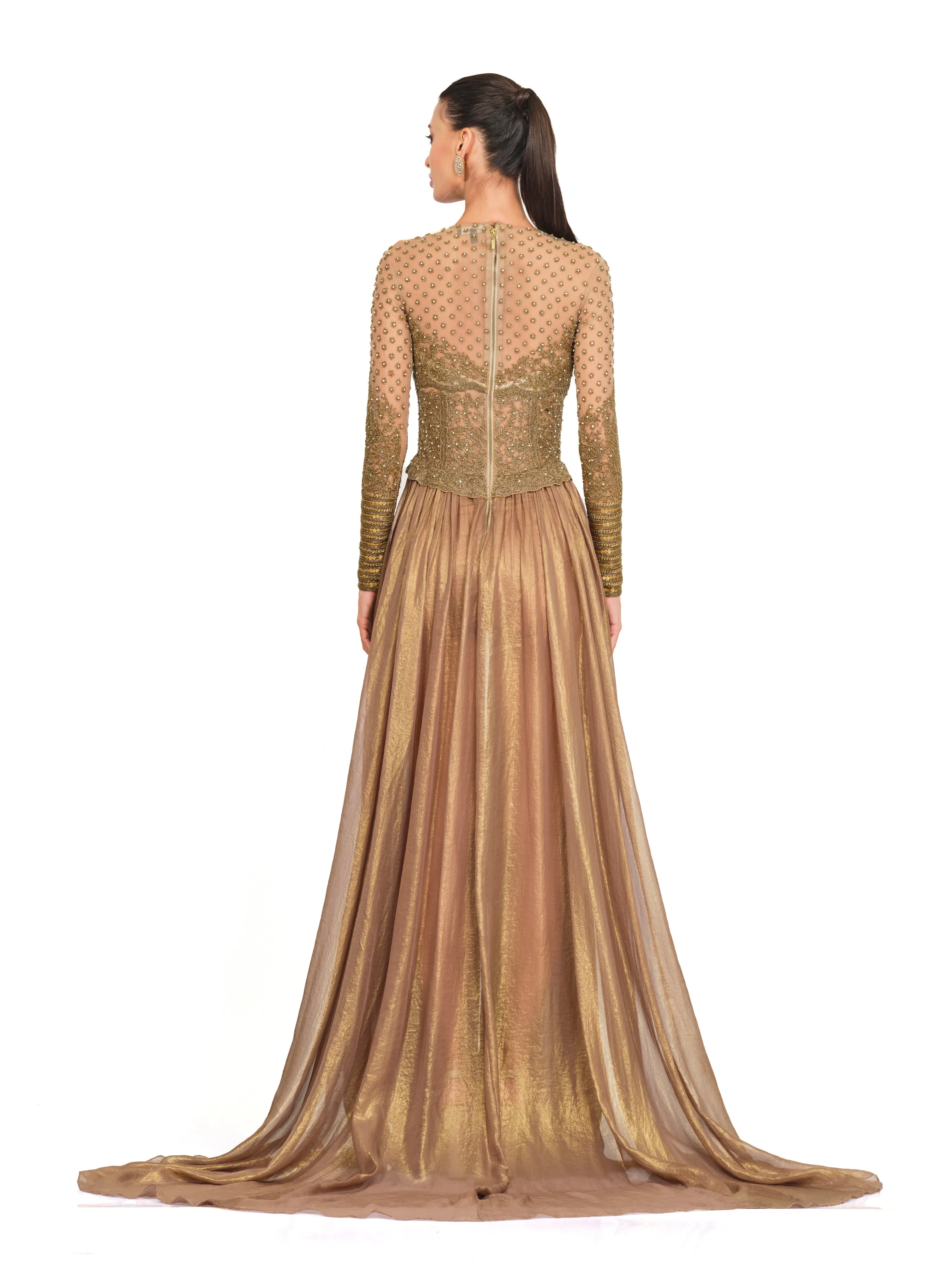 Antique Gold Embroidered Gown