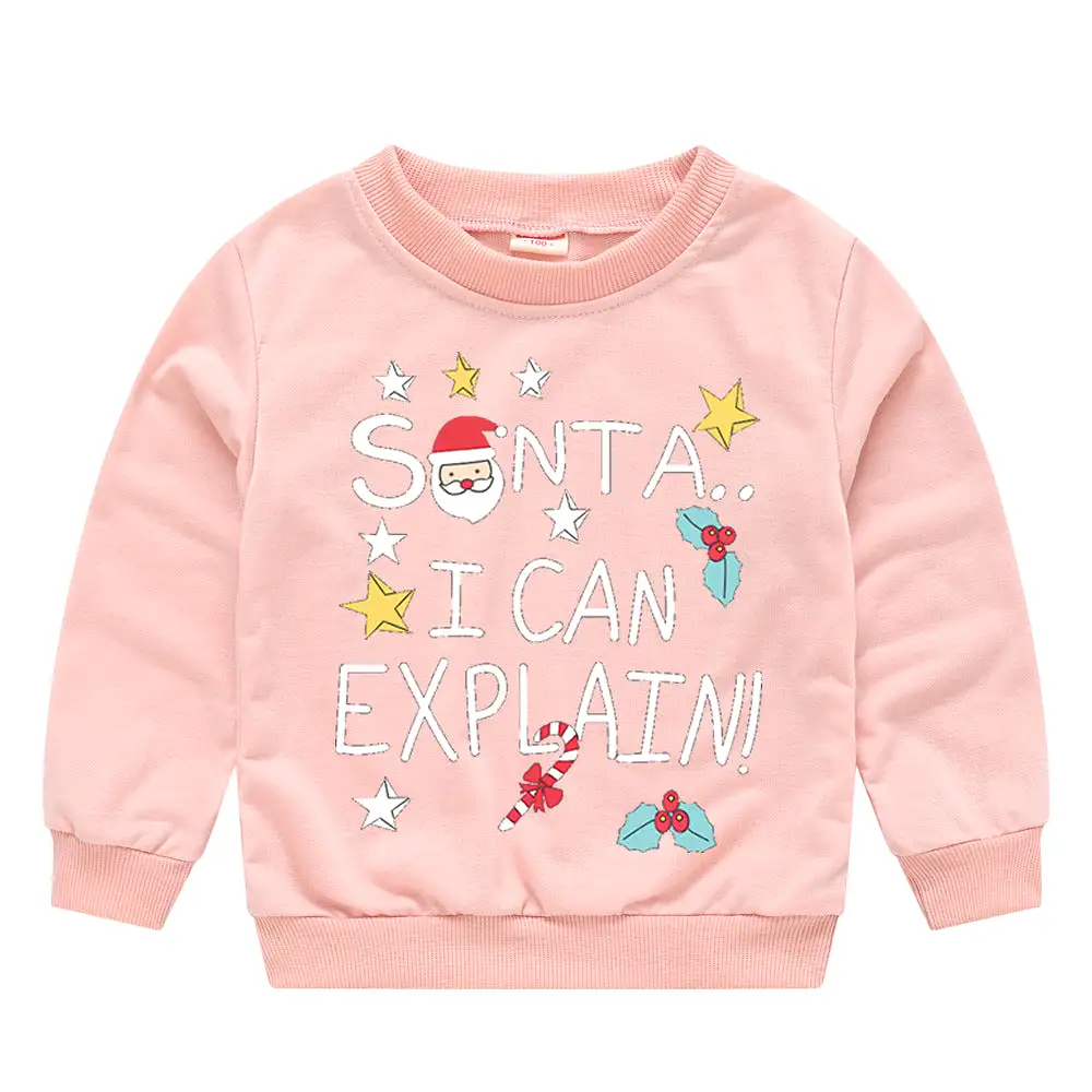 Baby Kid Girls Boys Letters Cartoon Print Christmas Hoodies Sweatshirts Wholesale 23112801