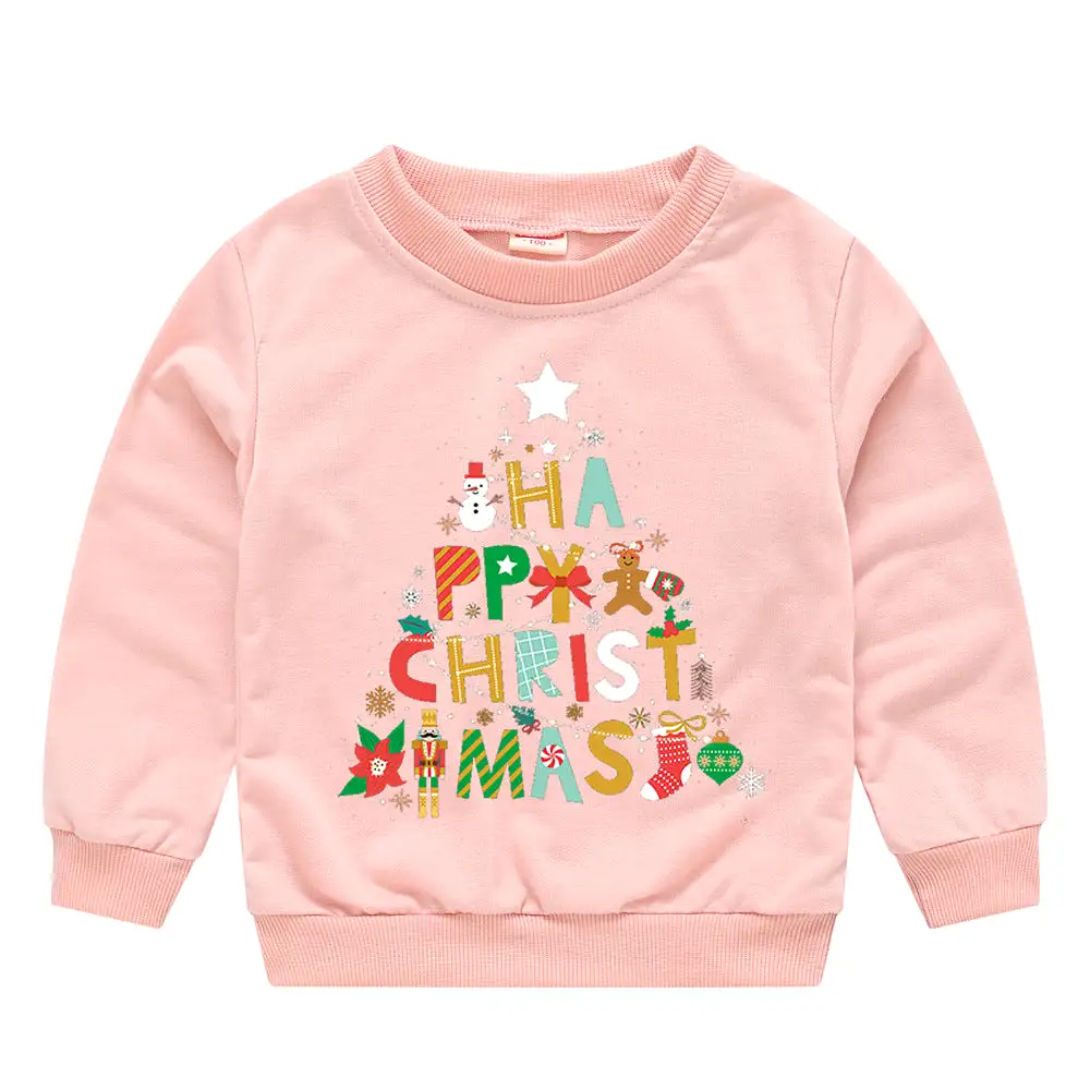 Baby Kid Girls Boys Letters Cartoon Print Christmas Hoodies Sweatshirts Wholesale 23112801