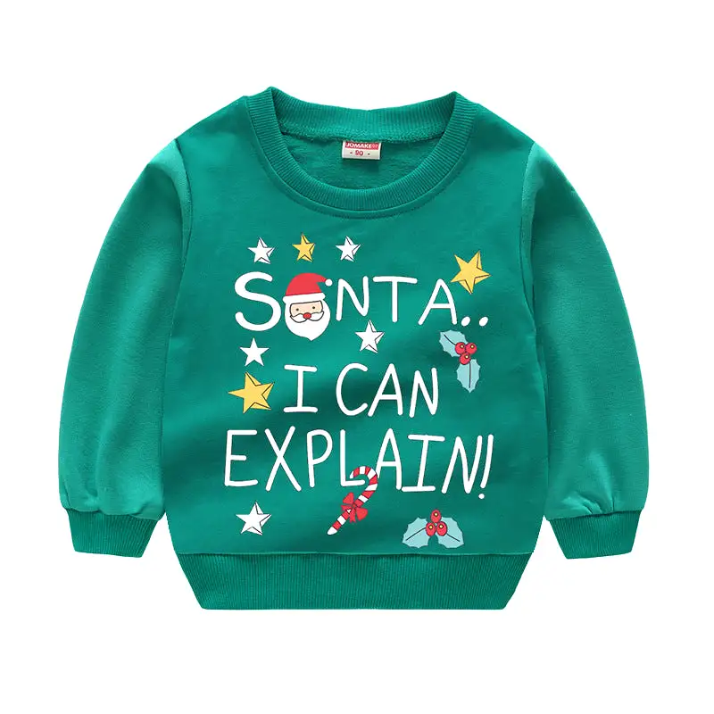 Baby Kid Girls Boys Letters Cartoon Print Christmas Hoodies Sweatshirts Wholesale 23112801