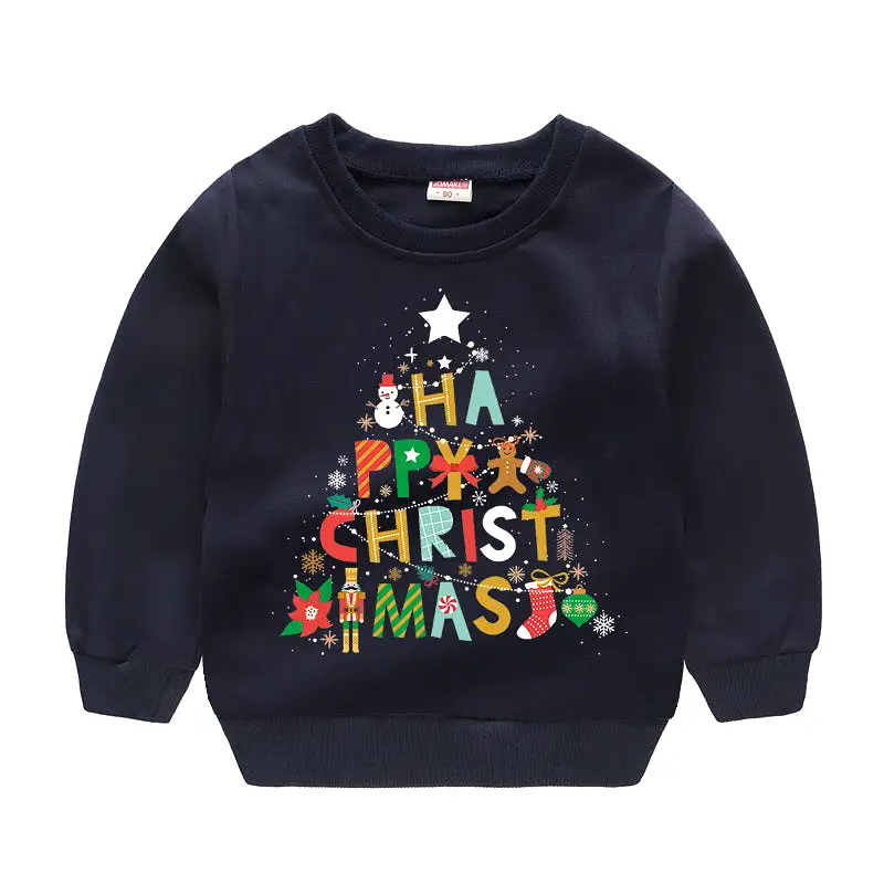 Baby Kid Girls Boys Letters Cartoon Print Christmas Hoodies Sweatshirts Wholesale 23112801