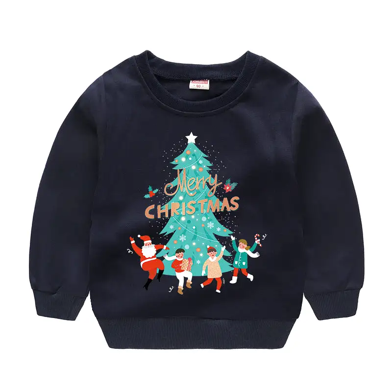 Baby Kid Girls Boys Letters Cartoon Print Christmas Hoodies Sweatshirts Wholesale 23112801