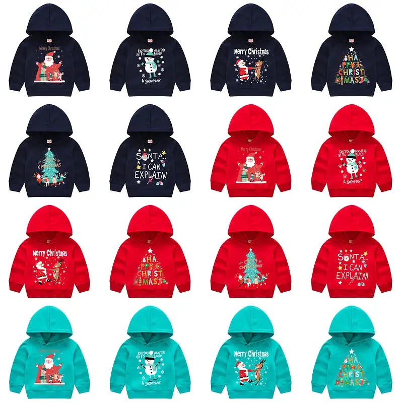 Baby Kid Girls Boys Letters Cartoon Print Christmas Hoodies Sweatshirts Wholesale 23112802