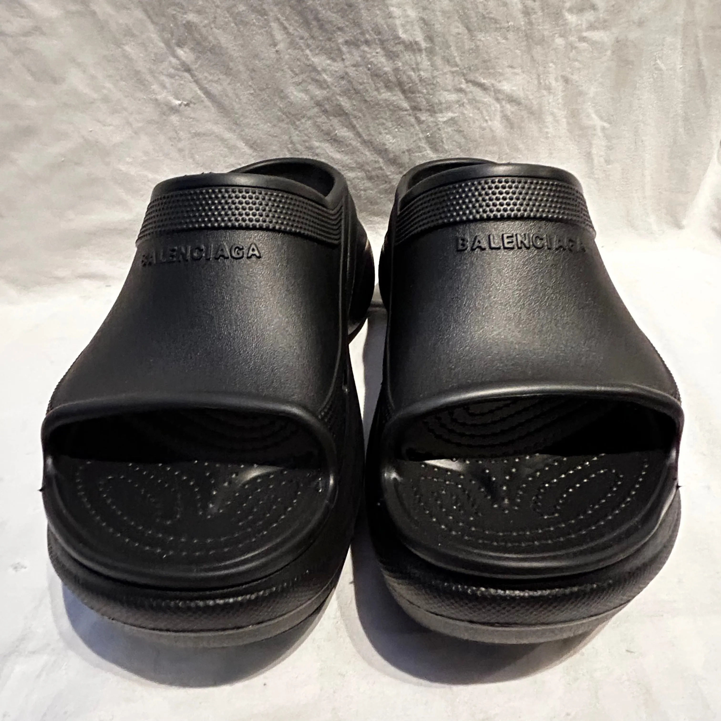 Balenciaga Brand New 460 Black Pool Crocs Flatbed Slide Sandals 41