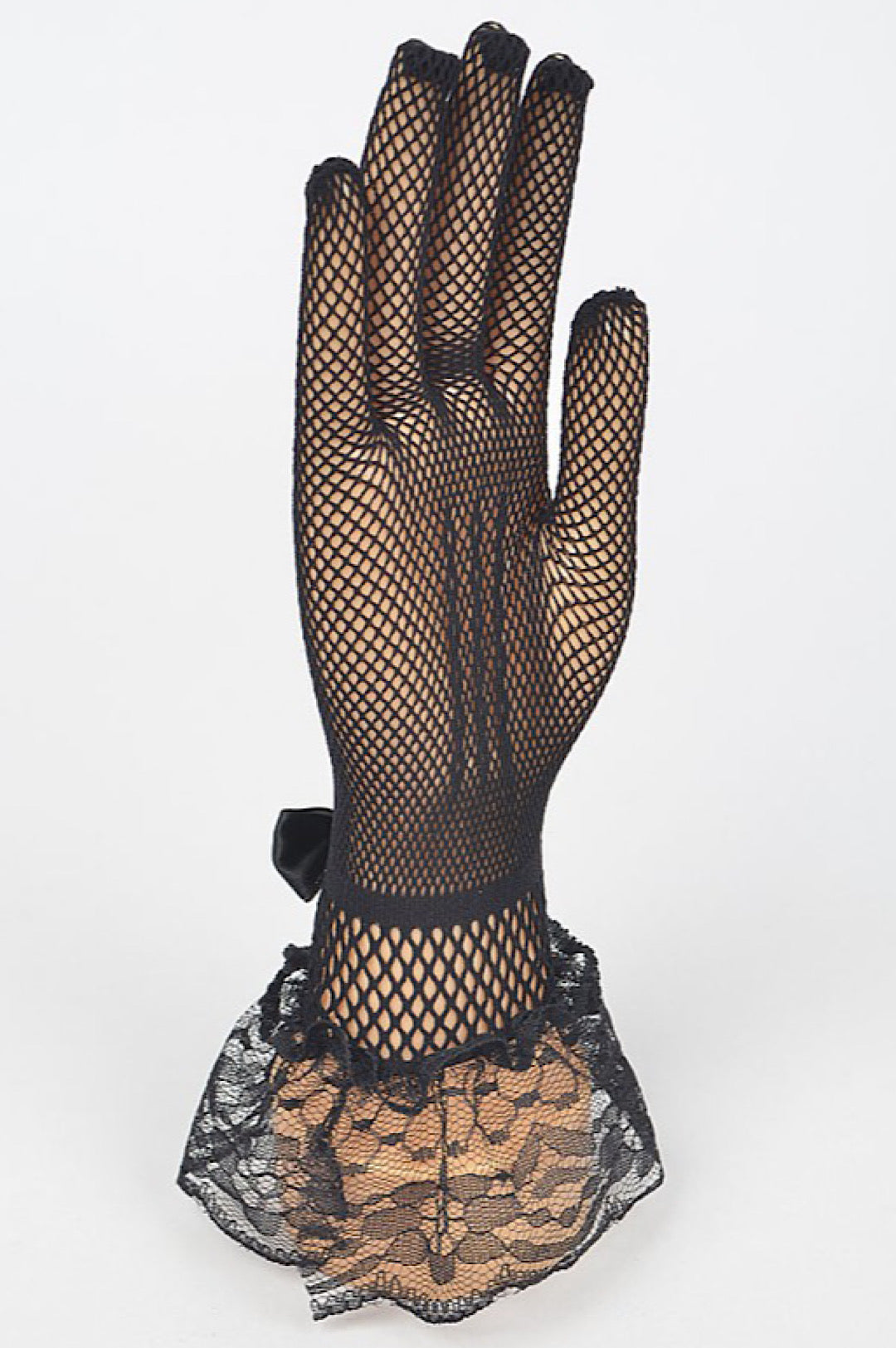 Black Fish Net Lace Gloves