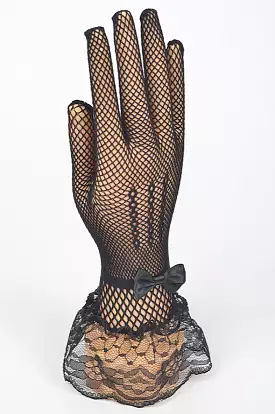 Black Fish Net Lace Gloves