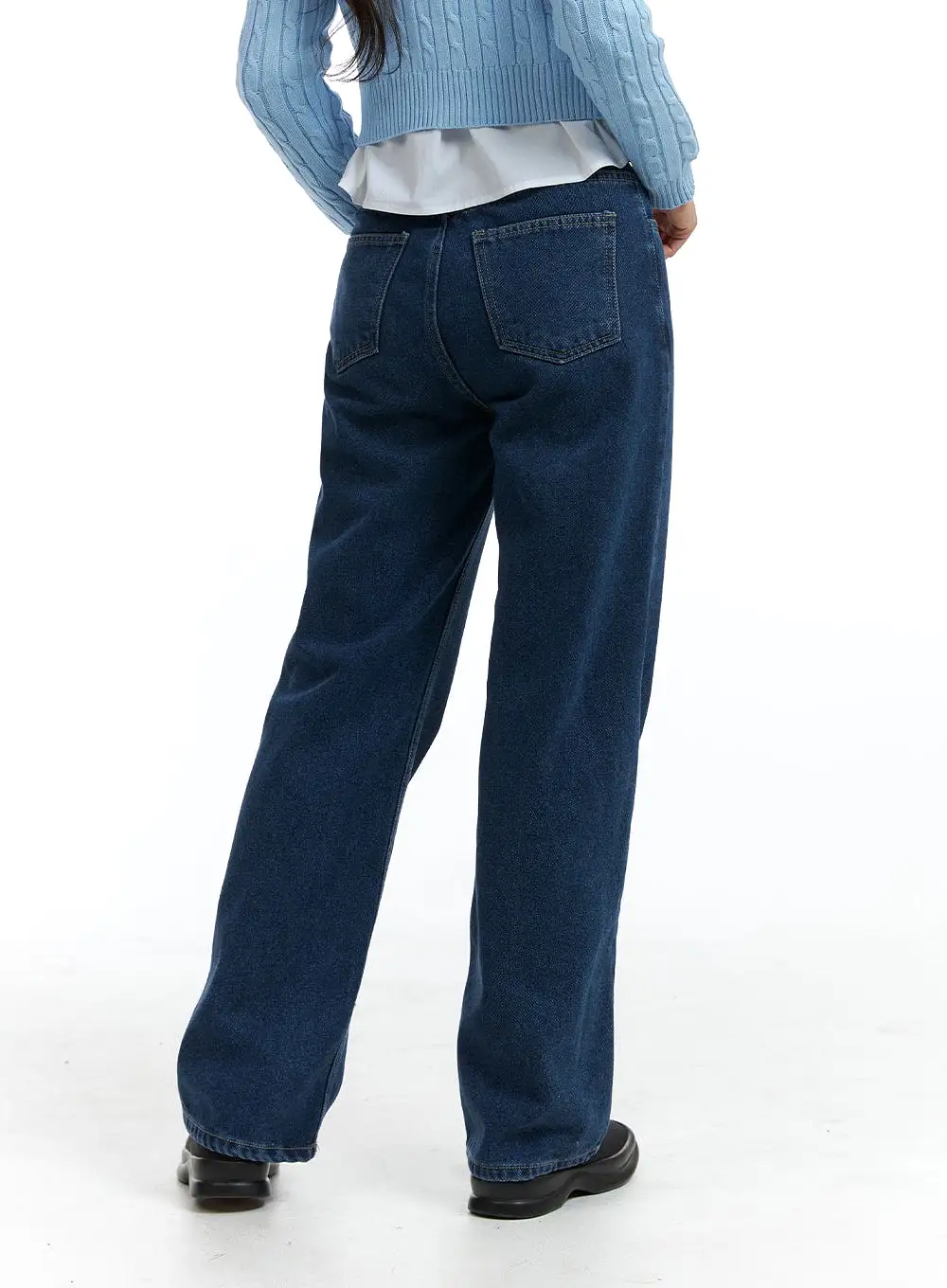 Blue Denim Straight Leg Jeans OJ416