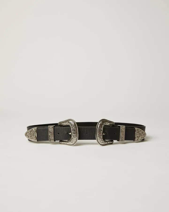 --Bri Bri Black Leather Belts-