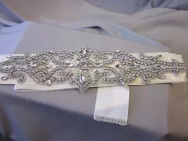 Bridal Rhinestone Belt With Ivory Sash Style S224