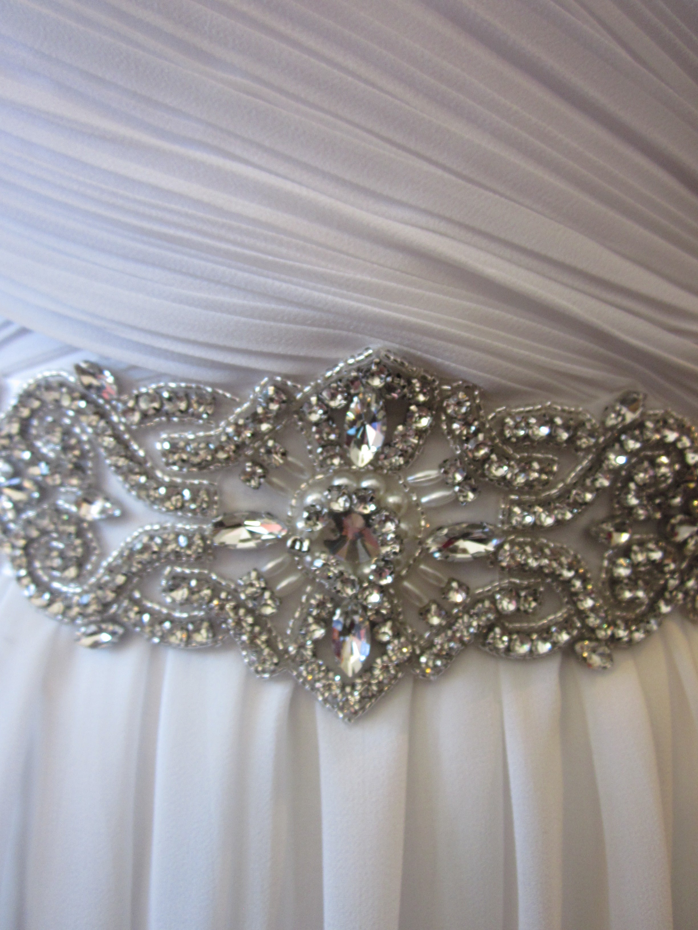 Bridal Rhinestone Belt With White Sash Style S225