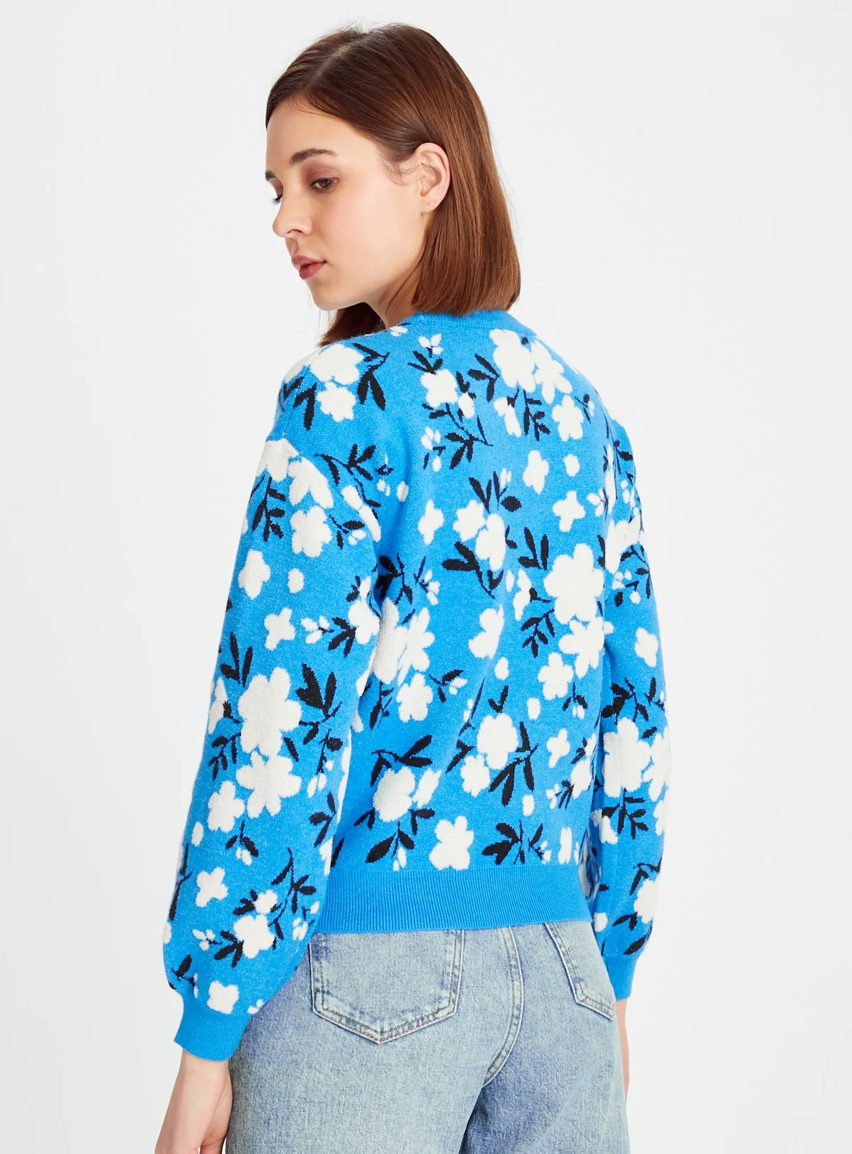 Buy Blue Floral Jacquard Cropped Jumper 14 | Jumpers | Tu