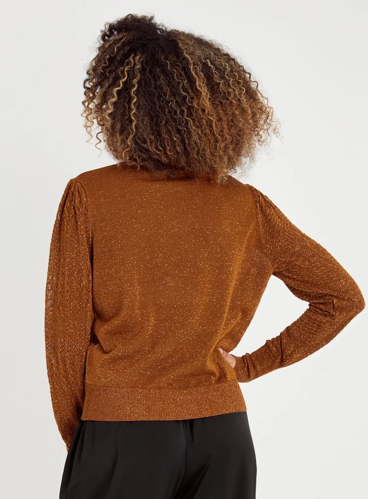 Buy Bronze Pointelle Crew Neck Jumper  18 | Jumpers | Tu