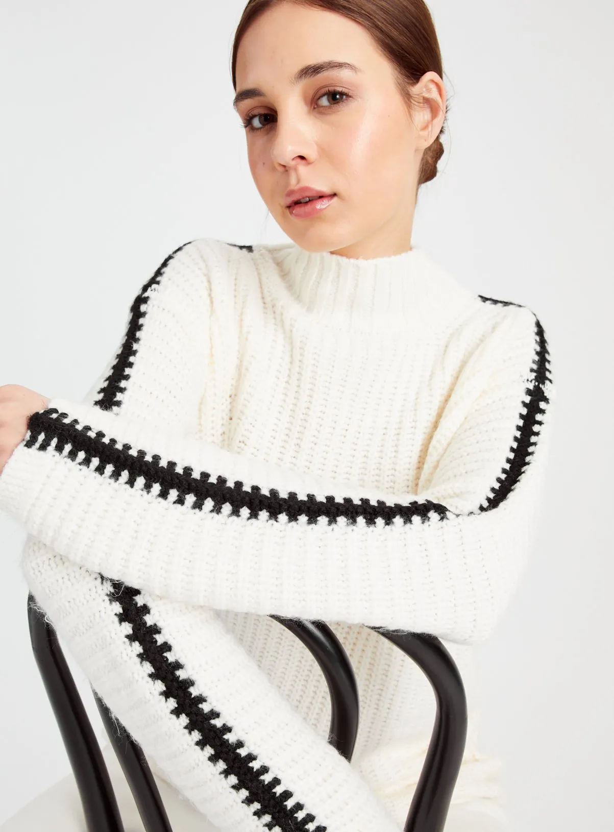 Buy Cream Contrast Blanket Stitch Knitted Jumper 22 | Jumpers | Tu