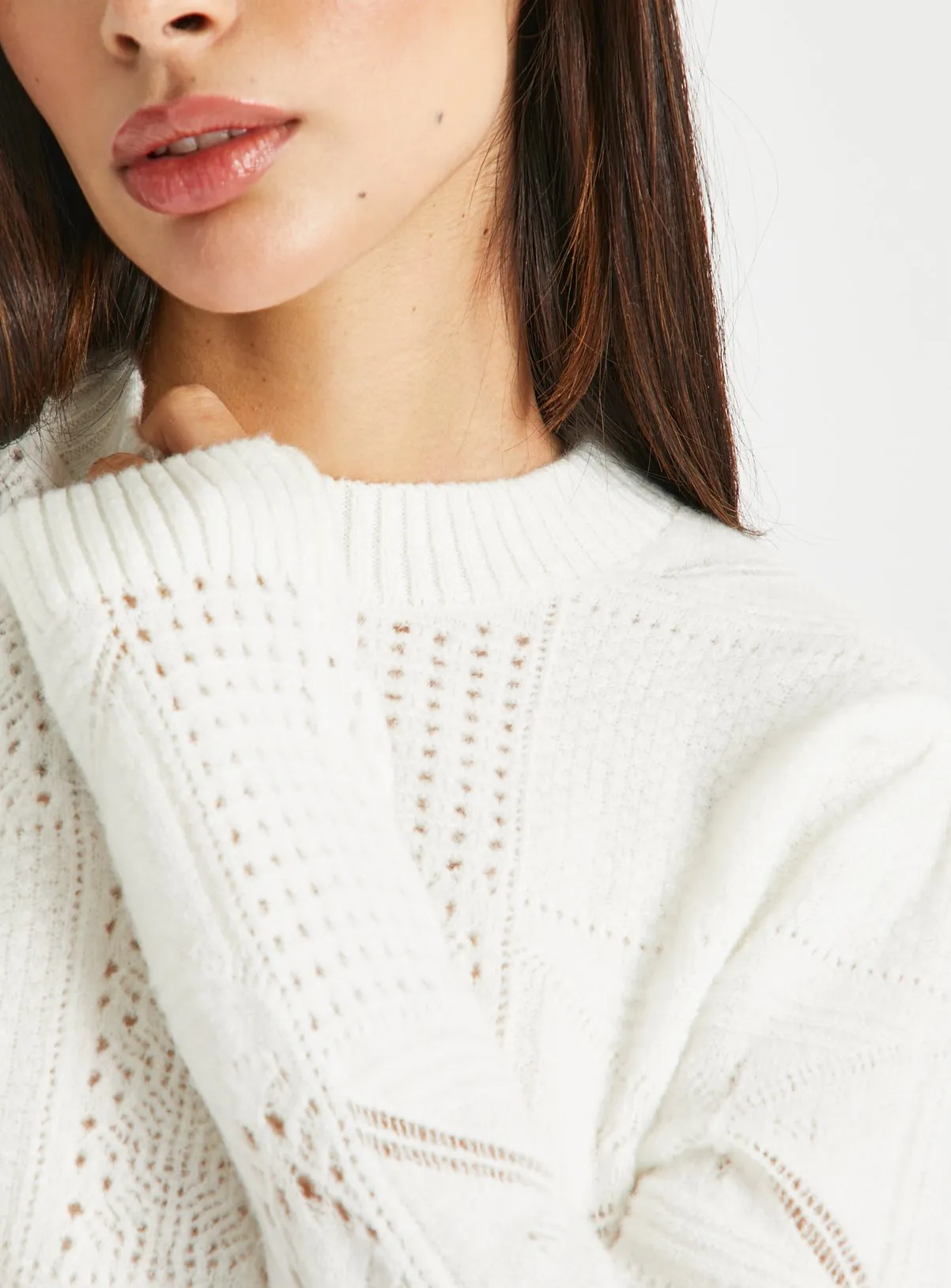 Buy Cream Patchwork Pointelle Crew Neck Jumper 22 | Jumpers | Tu