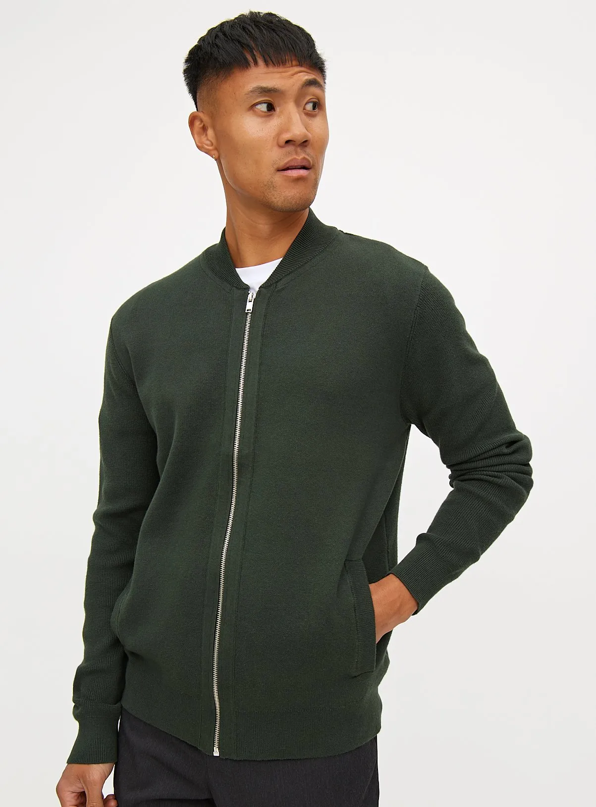 Buy Dark Green Knitted Bomber Jacket XXXL | Jumpers and cardigans | Tu