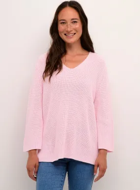 Buy KAFFE Merian V Neck Cropped Sleeve Pullover Pink XS | Jumpers | Tu