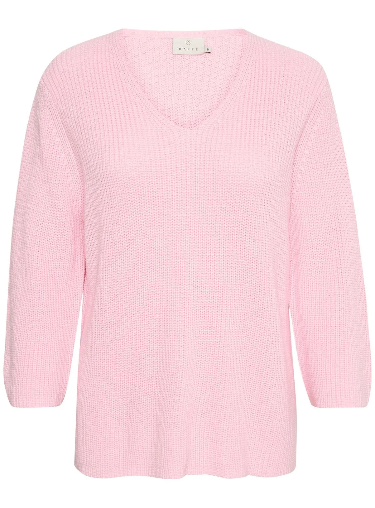 Buy KAFFE Merian V Neck Cropped Sleeve Pullover Pink XS | Jumpers | Tu