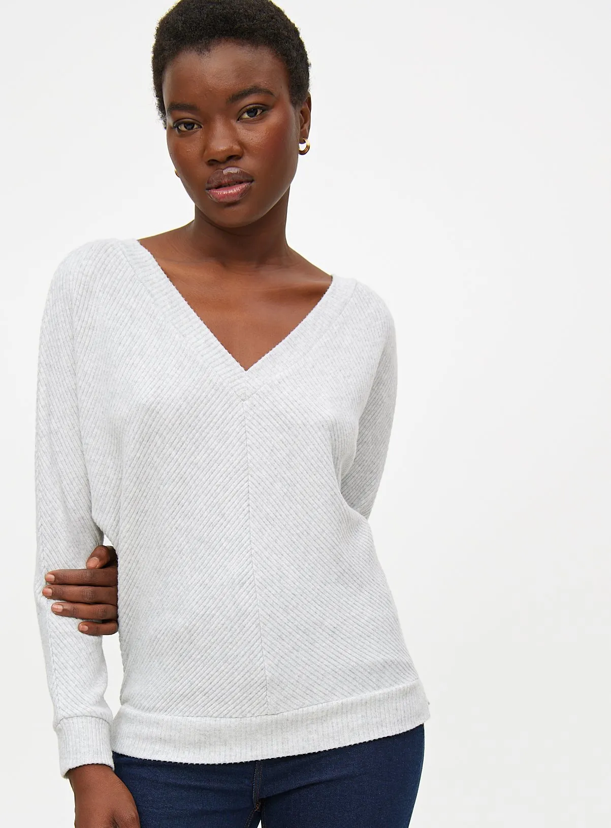 Buy Light Grey Soft Touch V Neck Jumper L | Jumpers | Tu