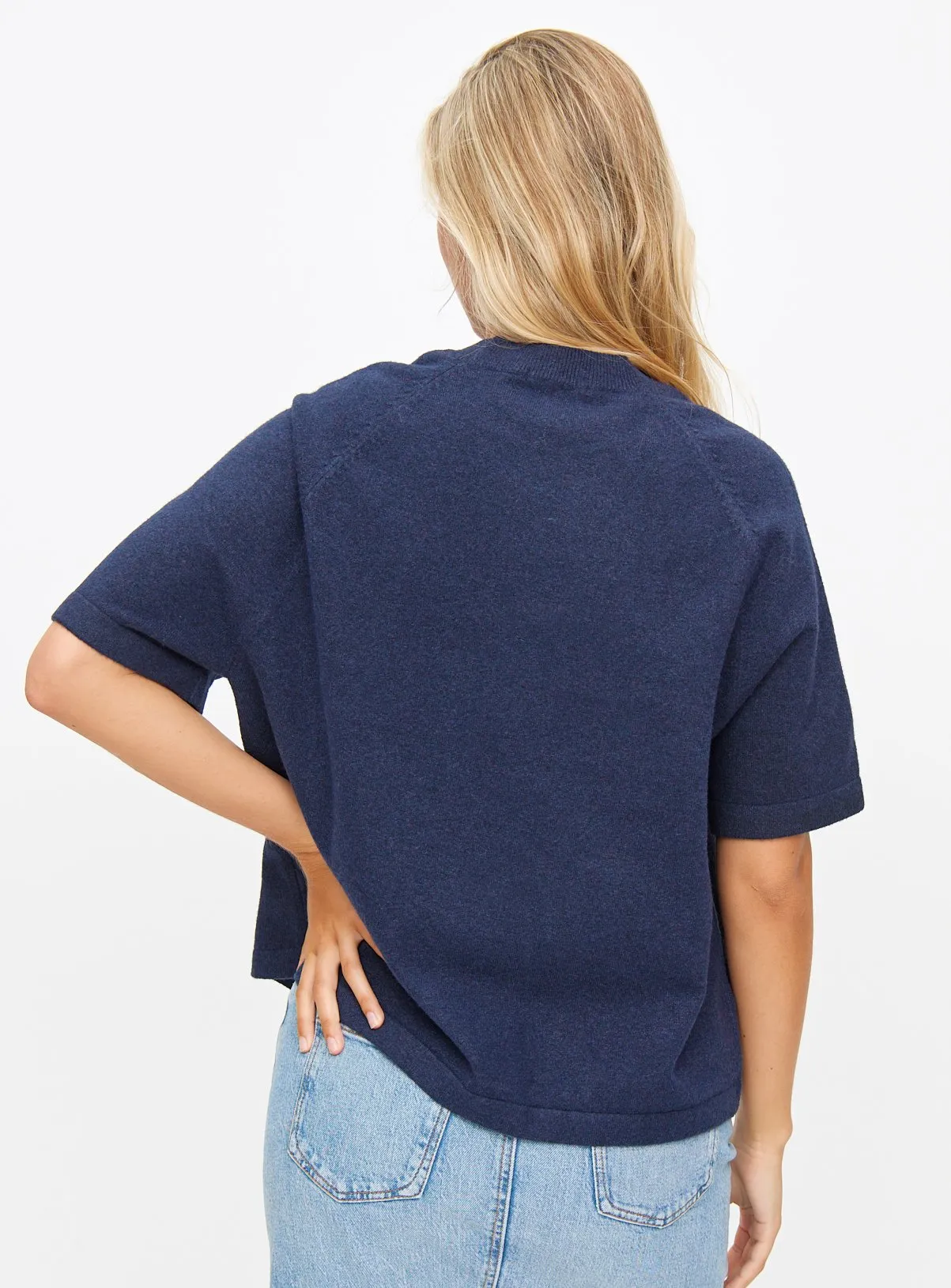 Buy Navy Soft Yarn Short Sleeve Jumper  20 | Jumpers | Tu