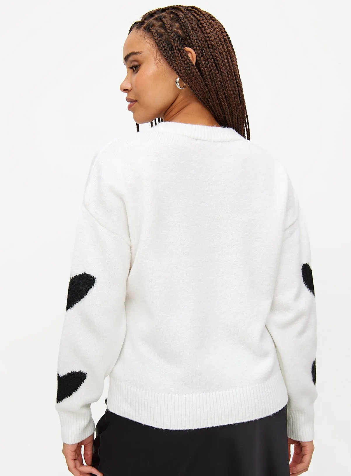 Buy White Crew Neck Heart Jumper 20 | Jumpers | Tu