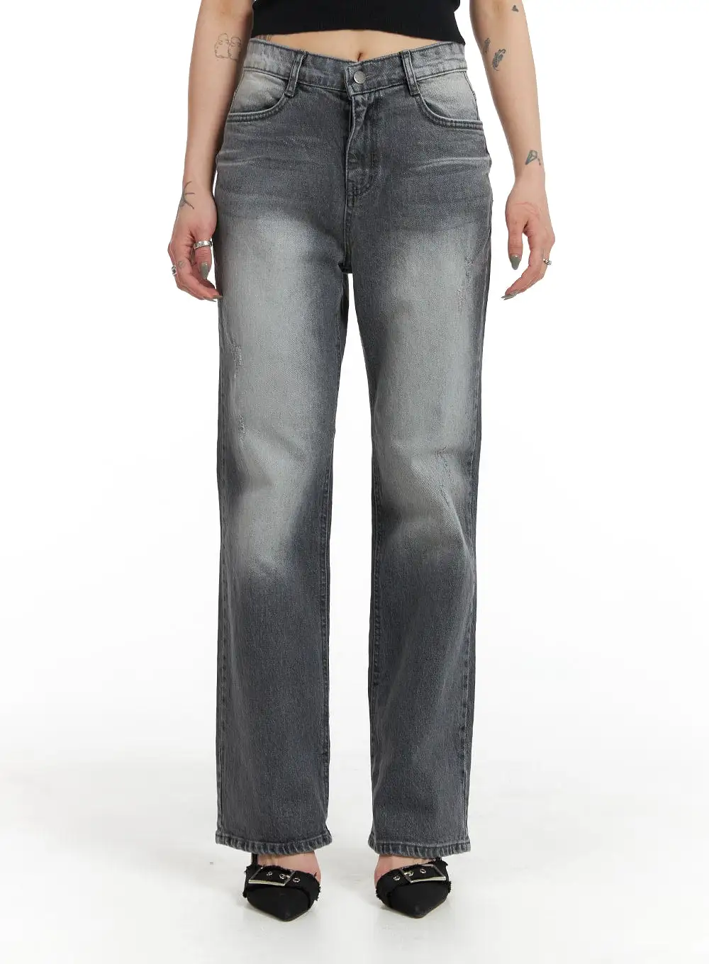 Classic Washed Straight Jeans IF426