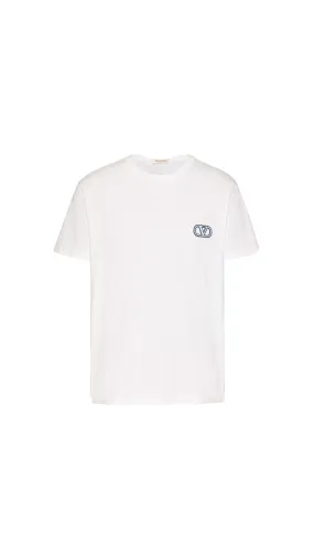 Cotton T-shirt with Vlogo Signature Patch - White