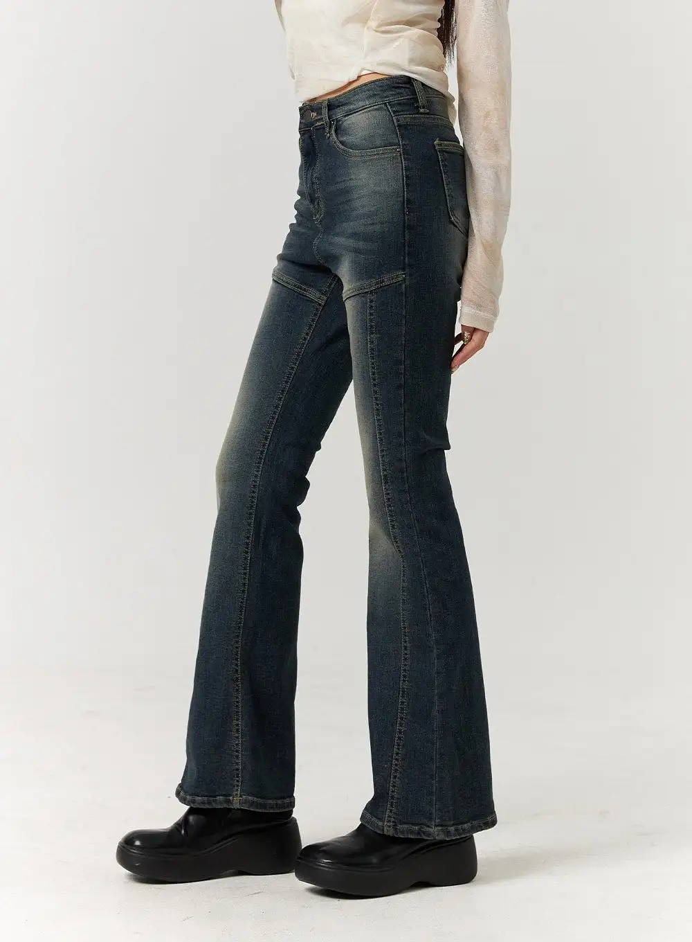 Denim Middle Waist Flared Jeans CJ405