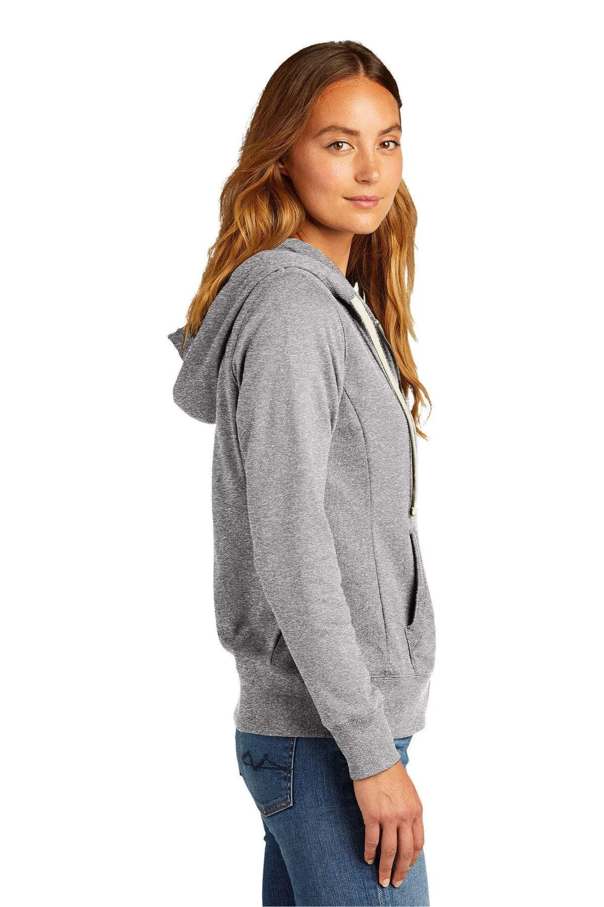 District Women's Re-Full-Zip Hoodies, Light Heather Grey