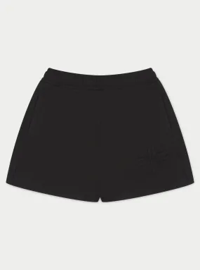 EMBLEM APPLIQUE JERSEY SHORTS - BLACK