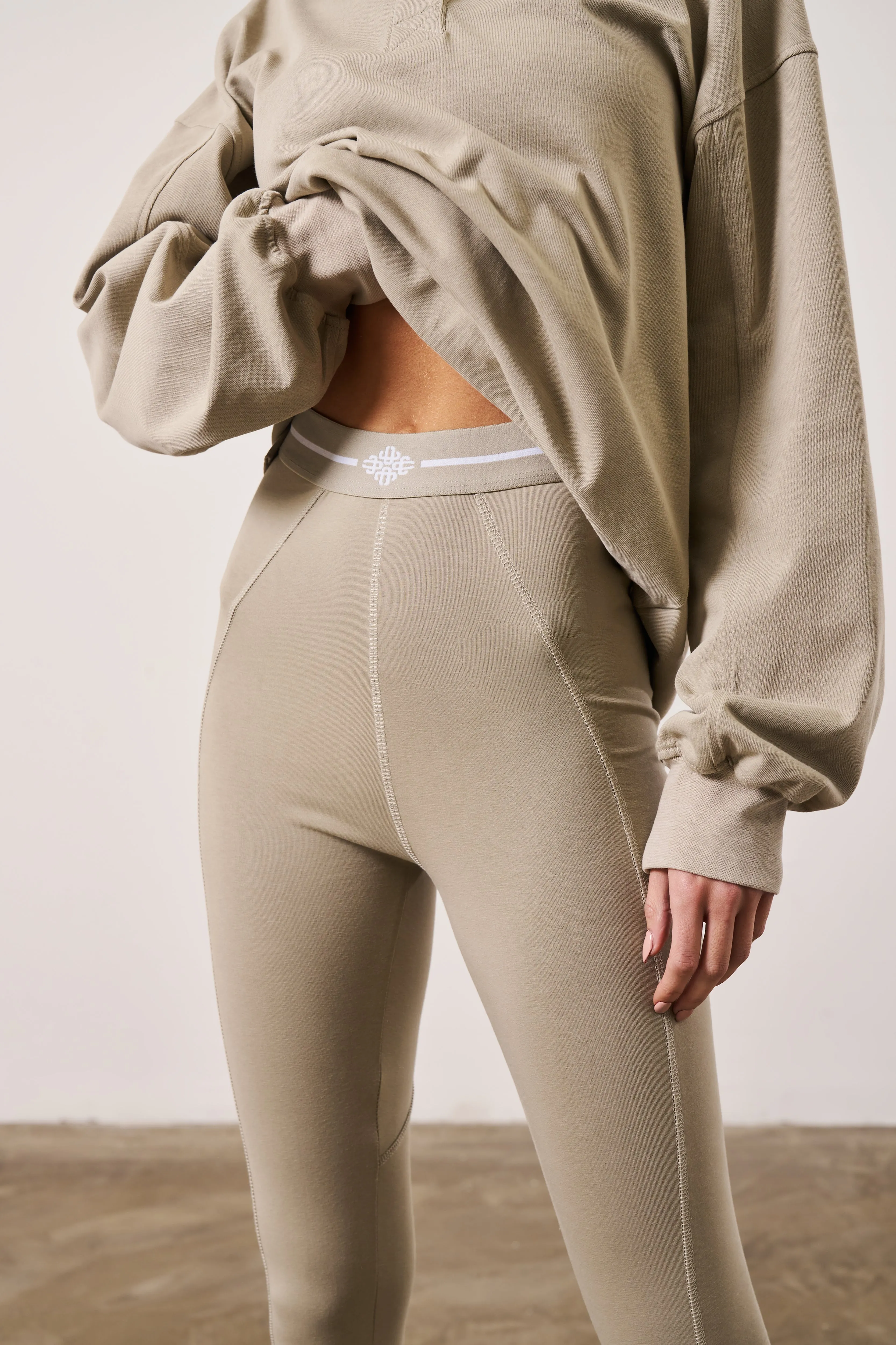 EMBLEM JERSEY LEGGINGS - BEIGE