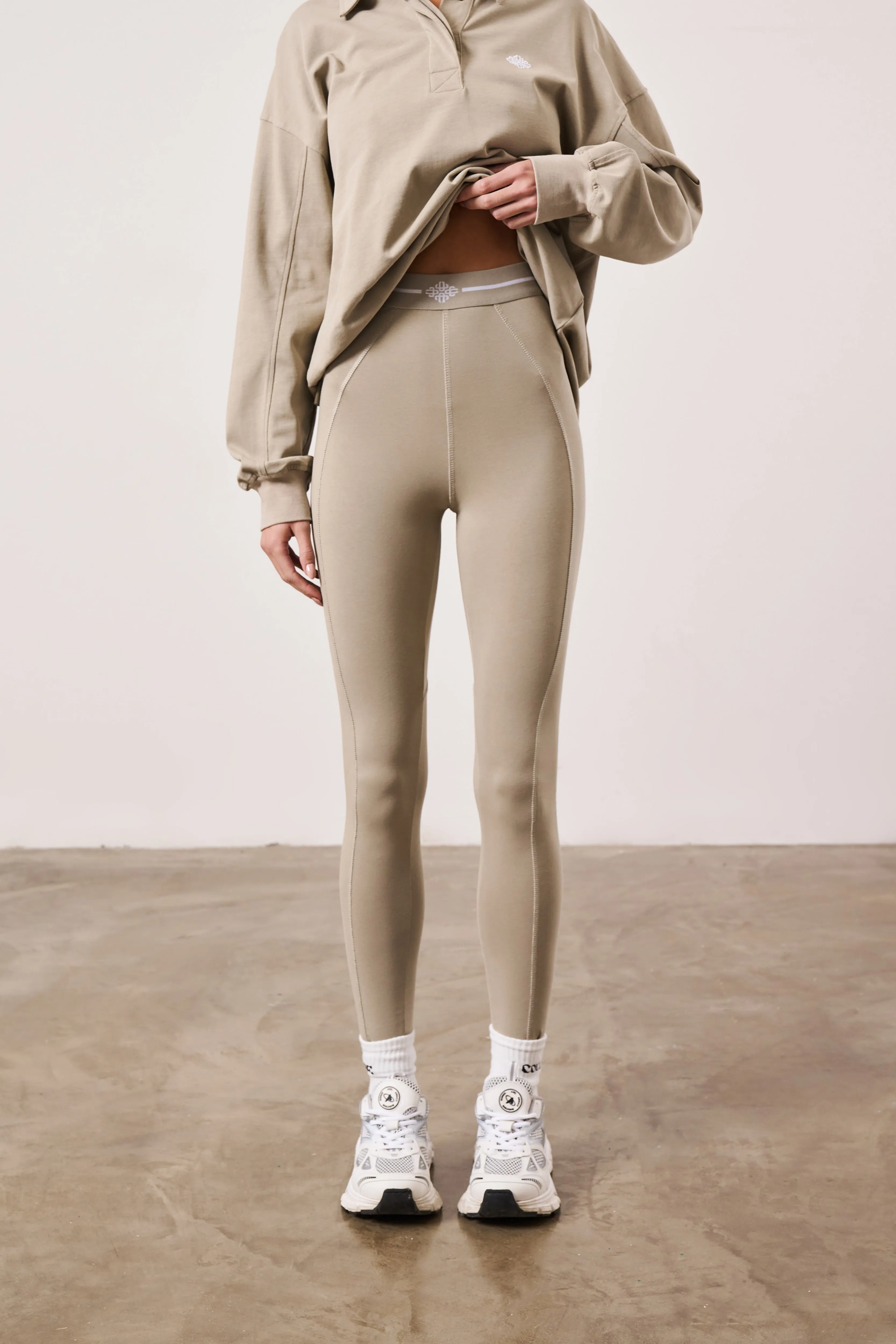 EMBLEM JERSEY LEGGINGS - BEIGE