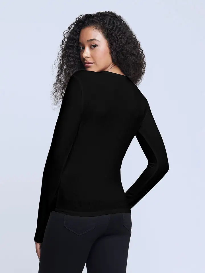 FAITH LONG SLEEVE HENLEY TEE 5641MMS Black