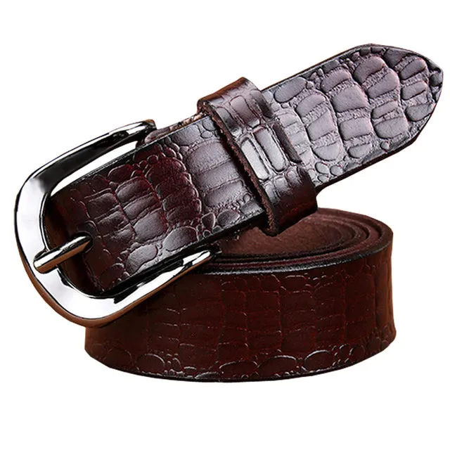 Fashion Genuine Leather Belts For Women Design Pin Buckle Belt