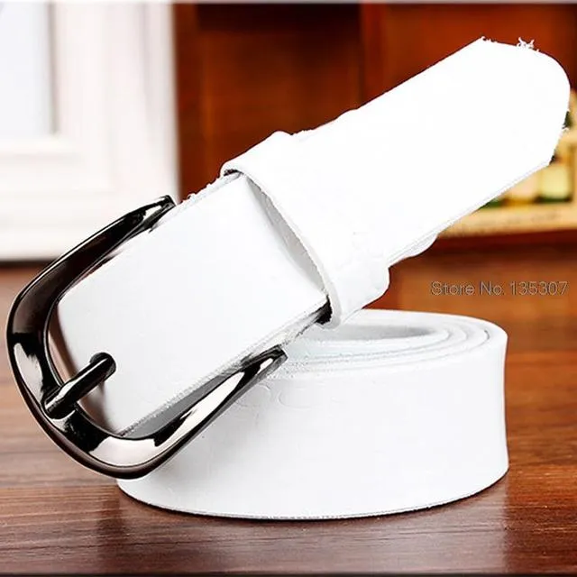 Fashion Genuine Leather Belts For Women Design Pin Buckle Belt