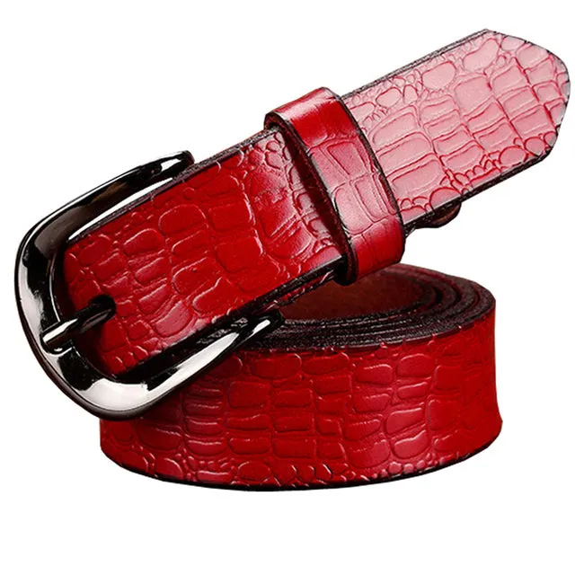 Fashion Genuine Leather Belts For Women Design Pin Buckle Belt