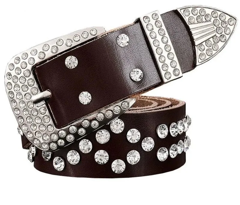 Fashion rhinestone genuine leather belts for women Luxury belt