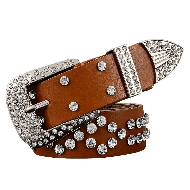 Fashion rhinestone genuine leather belts for women Luxury belt